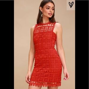 Lulu’s Pay Tribute Red Crochet Lace Dress S NTW